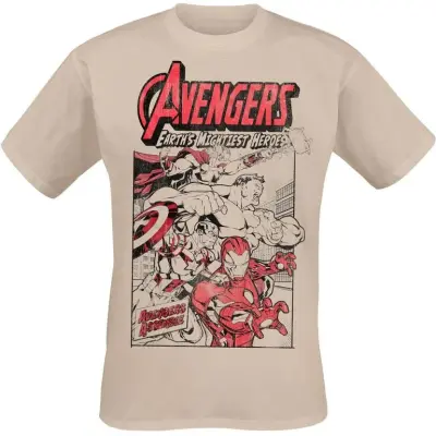 Avengers - Marvel T-shirt - Earth's Mightiest Heroes - S XL - för Herr - naturfärgad