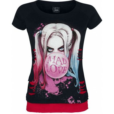 Batman - DC Comics T-shirt - Harley Quinn - Mad Love - L XXL - för Dam - svart/röd
