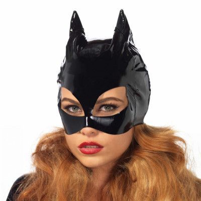 Svart Katt Mask i Vinyl - One size