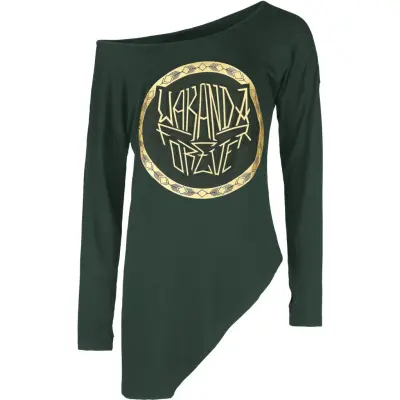 Black Panther - Marvel Långärmad tröja - Golden Logo - S L - för Dam - grön