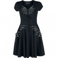 Rockabella - Gothic Kort klänning - Black Widow Dress - S 4XL - för Dam - svart/vit