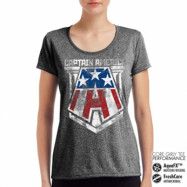 Captain America Distressed A Performance Girly Tee, T-Shirt