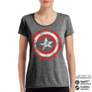 Captain America Distressed Shield Performance Girly Tee, T-Shirt