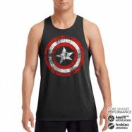 Captain America Distressed Shield Performance Singlet, Tank Top