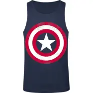 Captain America - Marvel Linnen - Shield Logo - S XXL - för Herr - marinblå