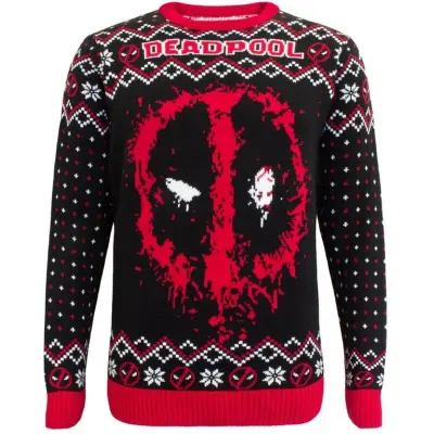 Deadpool - Marvel Christmas jumper - Deadpool - Spray - S XXL - för Herr - svart/röd/vit