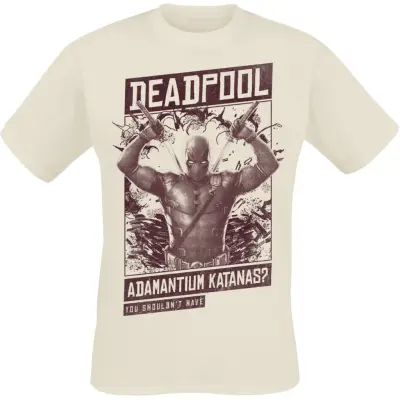 Deadpool - Marvel T-shirt - 3 - Adamantium Katanas - S XL - för Herr - naturfärgad