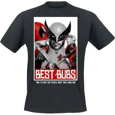 Deadpool - Marvel T-shirt - Deadpool And Wolverine - Best Bubs Threesome - S XL - för Herr - svart