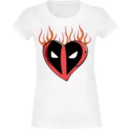 Deadpool - Marvel T-shirt - Flaming Heart Logo - S XXL - för  vit