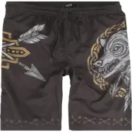 Black Premium by EMP Badbyxor - Swim Shorts With Arrow and Wolf Print - S XXL - för Herr - svart