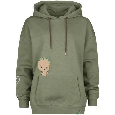 Guardians Of The Galaxy - Anime Luvtröja - Groot - Oversize - S XXL - för Dam - mörkgrönmelerad