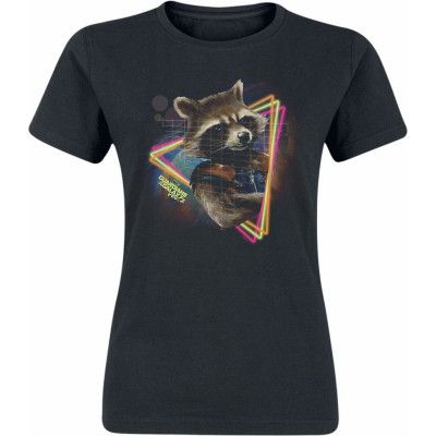 Guardians Of The Galaxy - Marvel T-shirt - Neon Rocket - S XXL - för Dam - svart