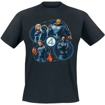 Fantastic Four - Marvel T-shirt - Group Grid Circle - S XXL - för Herr - svart