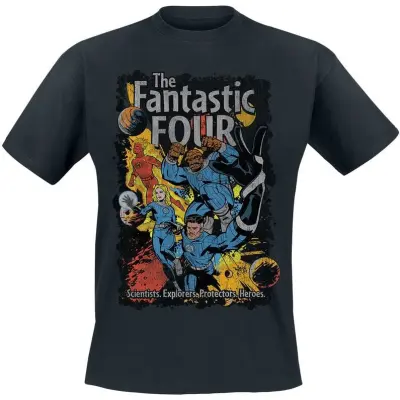 Fantastic Four - Marvel T-shirt - Scientists Explorers Protectors Heroes - S XXL - för Herr - svart