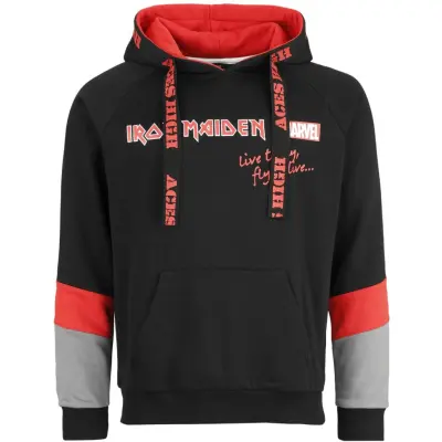 Iron Maiden - Marvel Luvtröja - Iron Maiden x Marvel Collection - M XL - för Herr - svart/grå/röd