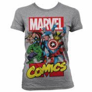 Marvel Comics Heroes Girly T-Shirt Grå, MEDIUM