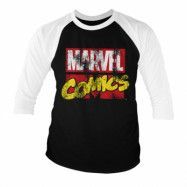 Marvel Comics Retro Logo Baseball 3/4 Sleeve Tee, Long Sleeve T-Shirt
