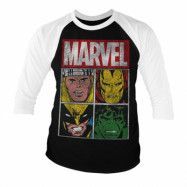 Marvel Distressed Characters Baseball 3/4 Sleeve Tee, Long Sleeve T-Shirt