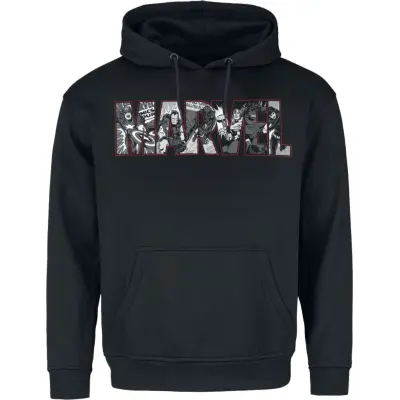Marvel - Marvel Luvtröja - Logo Group B&W Outline - S XXL - för Herr - svart