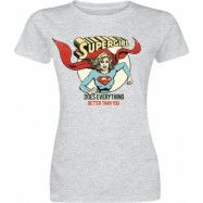 Supergirl - DC Comics T-shirt - Does everything better than you - S XXL - för Dam - gråmelerad