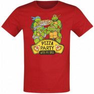 Teenage Mutant Ninja Turtles - Anime T-shirt - Barn - Pizza Party - 116 152 - för barn - röd