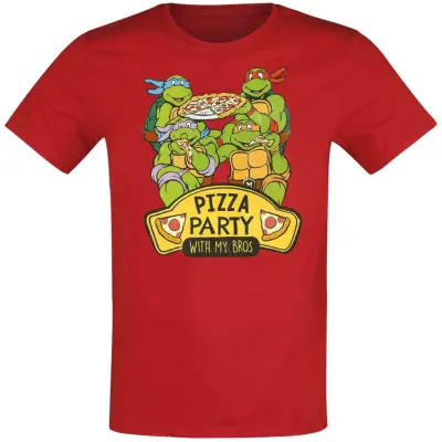Teenage Mutant Ninja Turtles - Anime T-shirt - Barn - Pizza Party - 116 152 - för barn - röd