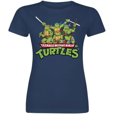 Teenage Mutant Ninja Turtles T-shirt - Turtles Distressed Group - S XXL - för Dam - marinblå