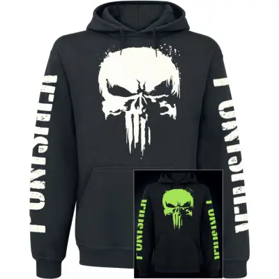 The Punisher - Marvel Luvtröja - Skull - Glow In The Dark - M L - för Herr - svart