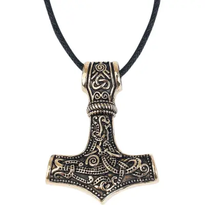 etNox hard and heavy Halsband - Golden Thor´s Hammer - för  guldfärgad