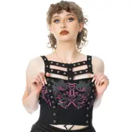 Heartless - Gothic Topp - Thornchant Top - XS XXL - för Dam - svart/rosa