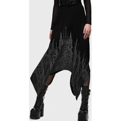 Killstar - Gothic Halvlång kjol - Cathedral Gardens- Thorned Spire Midi Skirt - XS 4XL - för Dam - svart