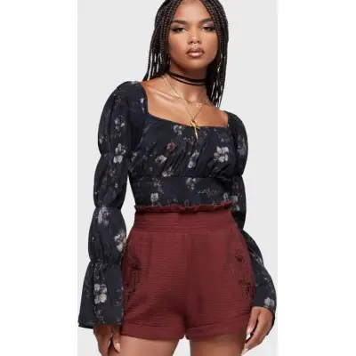 Killstar - Gothic Shorts - Twilight Boho Summer - Thornwake Shorts - XS 4XL - för Dam - röd