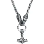 URBANTIMBER Halsband - Thors Hammer mit Fenriswolf - för Herr - silverfärgad