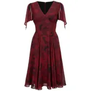 Hell Bunny - Rockabilly Halvlång klänning - VENOM DRESS - NEW COLOUR - XS 3XL - för Dam - mörkröd