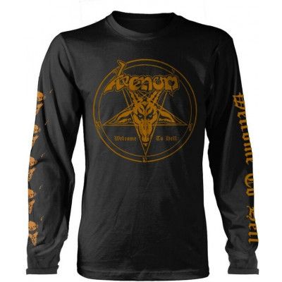 Venom Långärmad tröja - Welcome To Hell (Gold) - M XL - för Herr - svart