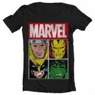 Marvel Distressed Characters Wide Neck Tee, Wide Neck T-Shirt