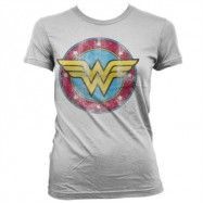 Wonder Woman Distressed Logo Girly Tee, T-Shirt